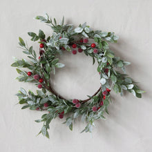 Load image into Gallery viewer, Faux Leaves and Berry Wreath with Frost Finish
