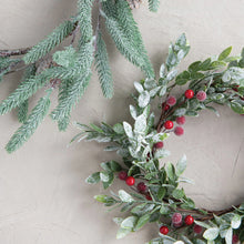 Load image into Gallery viewer, Faux Leaves and Berry Wreath with Frost Finish
