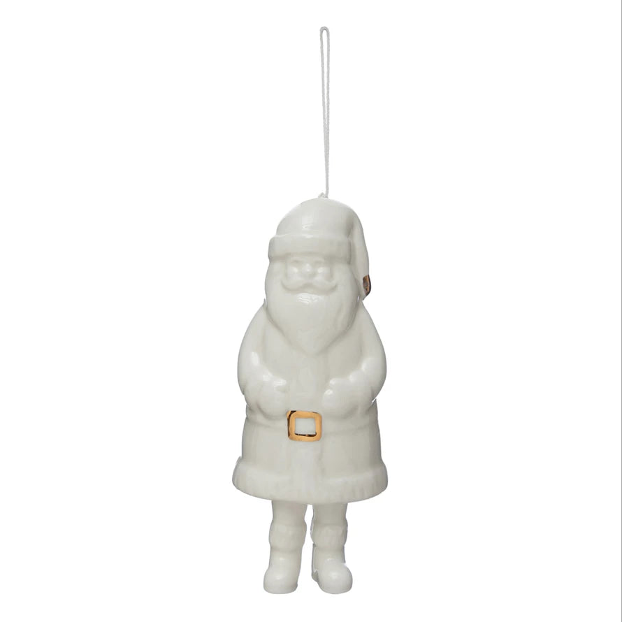 Stoneware Santa Bell with Gold Electroplating