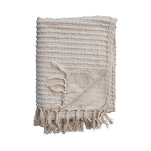 Load image into Gallery viewer, Beige &amp; White Textured Stripe Throw Blanket
