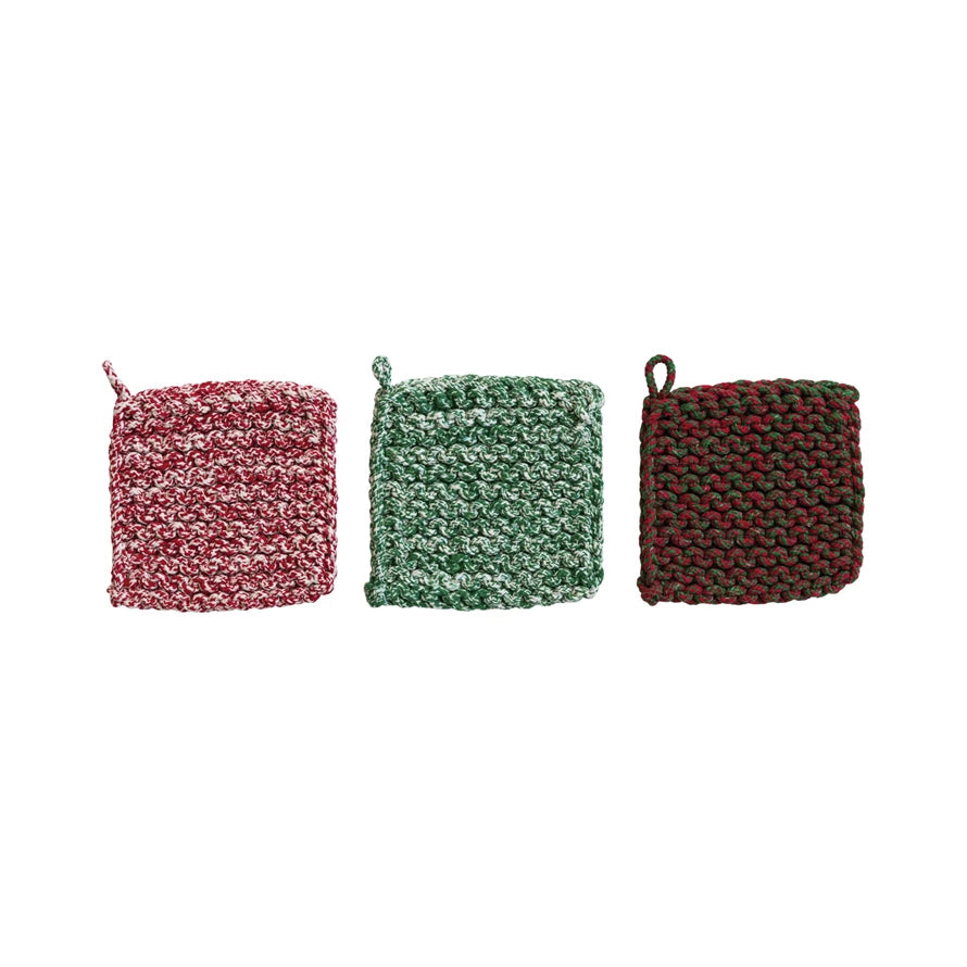 Melange Cotton Crocheted Pot Holder (3 Styles)