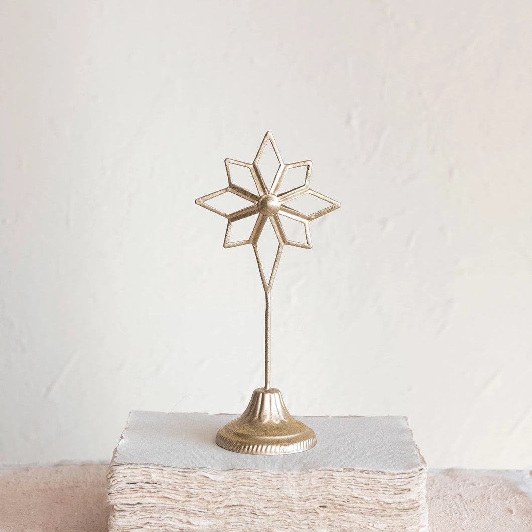 Metal Star on Stand with Gold Finish