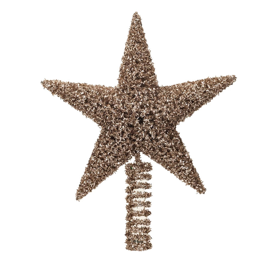 Plastic & Metal Star Tree Topper with Gold Finish