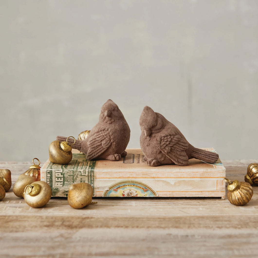 Taupe Flocked Resin Cardinal (2 Styles)