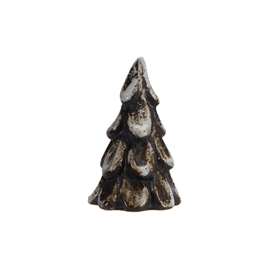 Short Matte Brown Stoneware Tree with Reactive Glaze