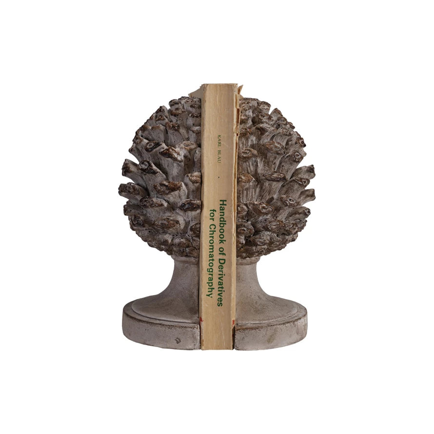 Resin Pinecone Shaped Finial Bookends (Set of 2)
