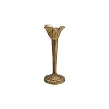 Load image into Gallery viewer, Cast Iron Flower Shaped Taper Holder with Antique Gold Finish
