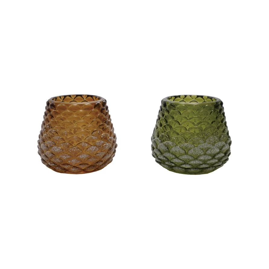 Glass Pinecone Shaped Tealight/Votive Holder (2 Colors)