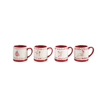 Load image into Gallery viewer, Stoneware Mug with Holiday Design, White &amp; Red (4 Styles)
