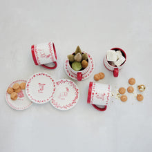 Load image into Gallery viewer, Stoneware Mug with Holiday Design, White &amp; Red (4 Styles)
