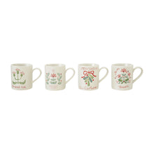 Load image into Gallery viewer, Hand-Painted Stoneware Mug with Wax Relief Holiday Botanicals &amp; Saying (4 Styles)
