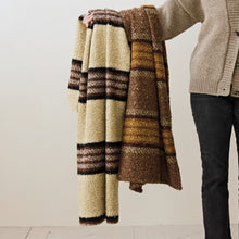 Load image into Gallery viewer, Fabric Faux Sherpa Throw with Stripes, Black &amp; Grey
