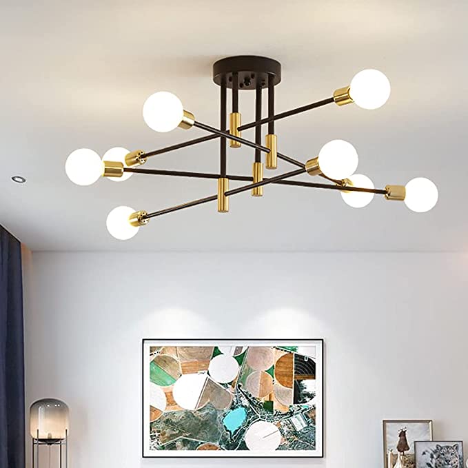 8 Light Black & Gold Sputnik Light