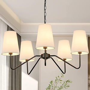Black Metal Chandelier With White Shade