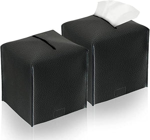 Square Faux Leather Tissue Box Cover