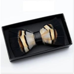 Feather Bow Tie w/ Lapel Pin