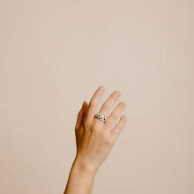 Load image into Gallery viewer, White &amp; Gold Checkered Ring

