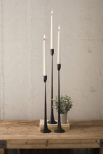 Load image into Gallery viewer, Set of 3 Tall Cast Iron Taper Candle Holders
