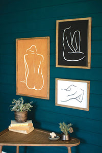 Set of 3 Framed Nude Prints Under Glass
