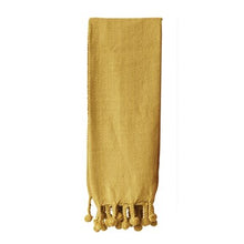 Load image into Gallery viewer, Gold Braided Throw w/ Pom Pom Tassels
