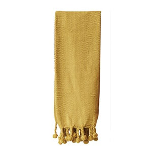 Gold Braided Throw w/ Pom Pom Tassels
