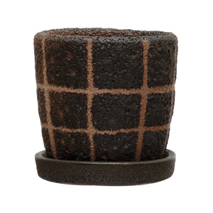 Black Terracotta Planter w/ Saucer