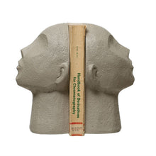 Load image into Gallery viewer, Set of Gray Resin Face Bookends
