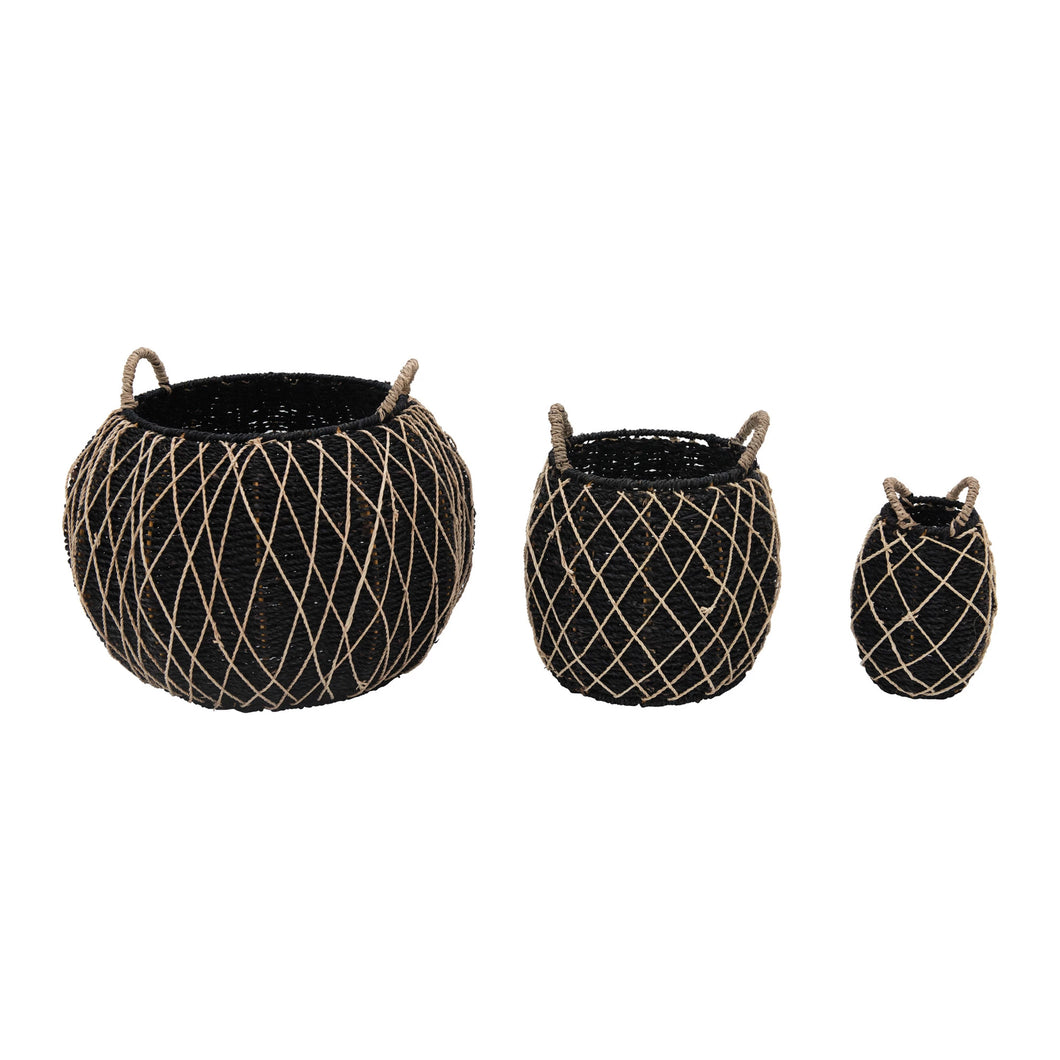 Hand Woven Sea Grass Basket With Handles