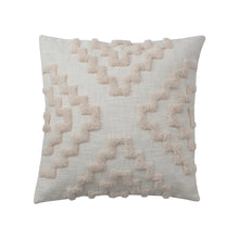 Load image into Gallery viewer, Cream 20&quot; Aztec Tufted Chambray Pillow
