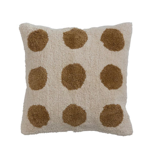 Cotton Tufted Mustard Dot Pillow