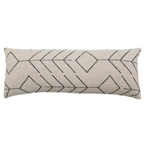 Embroidered Chevron And Chambray Lumbar Pillow