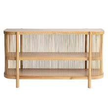 Load image into Gallery viewer, Mahogany &amp; Rattan Slatted Console Table
