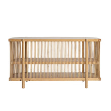 Load image into Gallery viewer, Mahogany &amp; Rattan Slatted Console Table
