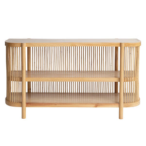 Mahogany & Rattan Slatted Console Table