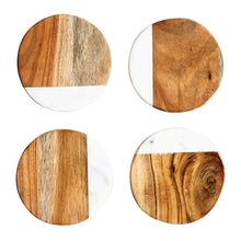 Load image into Gallery viewer, Circle or Hexagon Marble &amp; Mango Wood Coasters (2 Styles, Set of 4)
