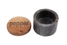 Load image into Gallery viewer, Marble Salt &amp; Pepper Pot w/ Wood Lid
