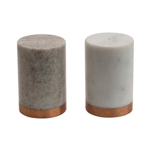 Load image into Gallery viewer, Marble Salt &amp; Pepper Shakers with Copper Base
