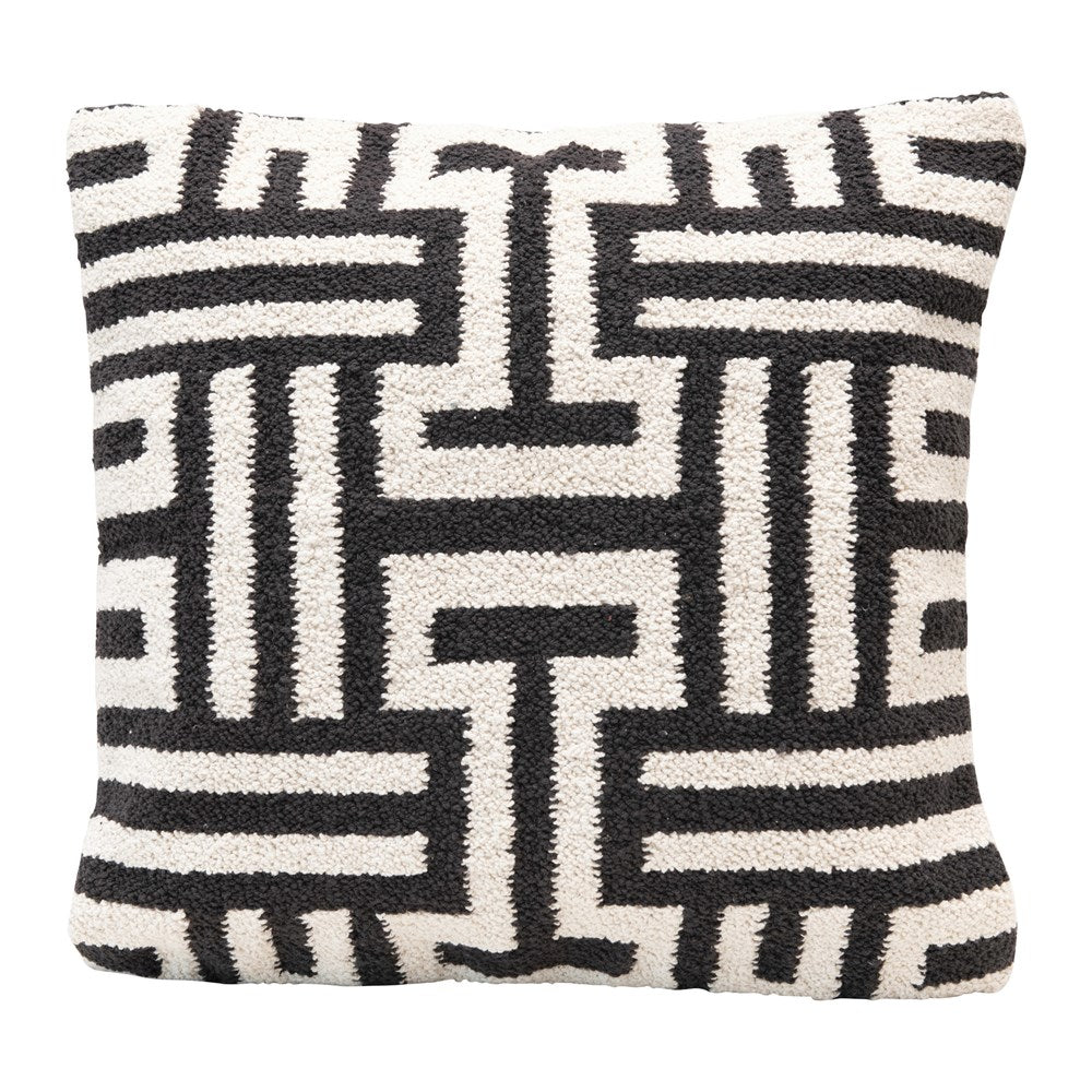 Charcoal & White Pillow w/ Geometric Design