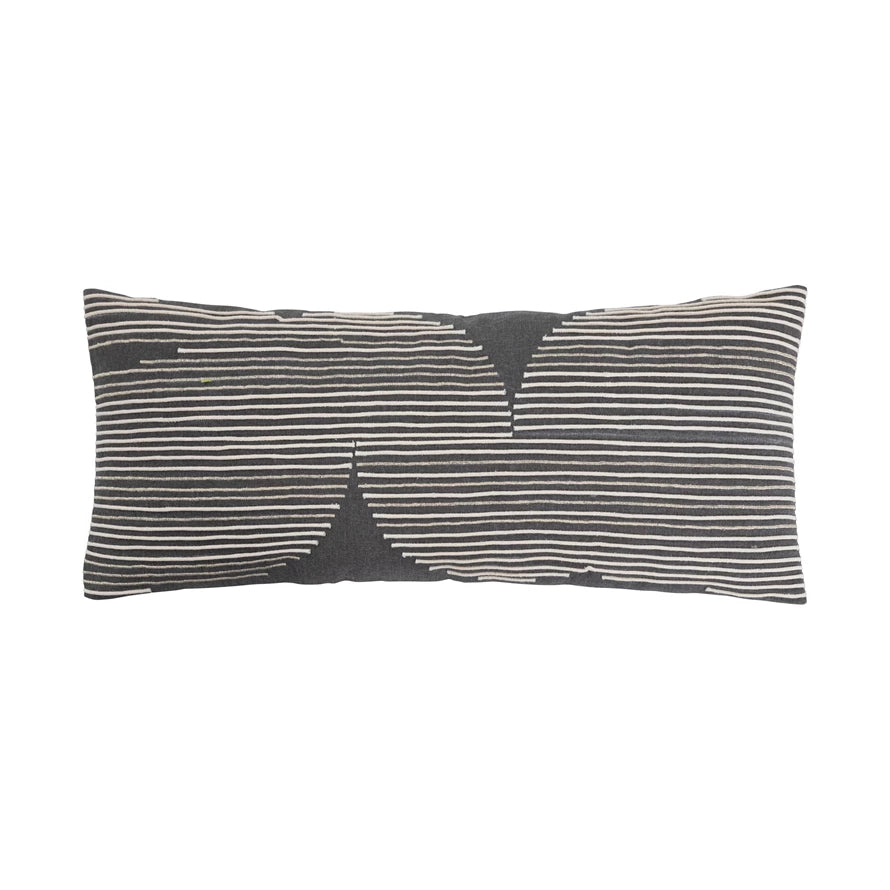 Chambray Embroidered Lumbar Pillow