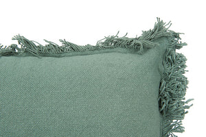 Cotton Pillow w/ Fringe Green