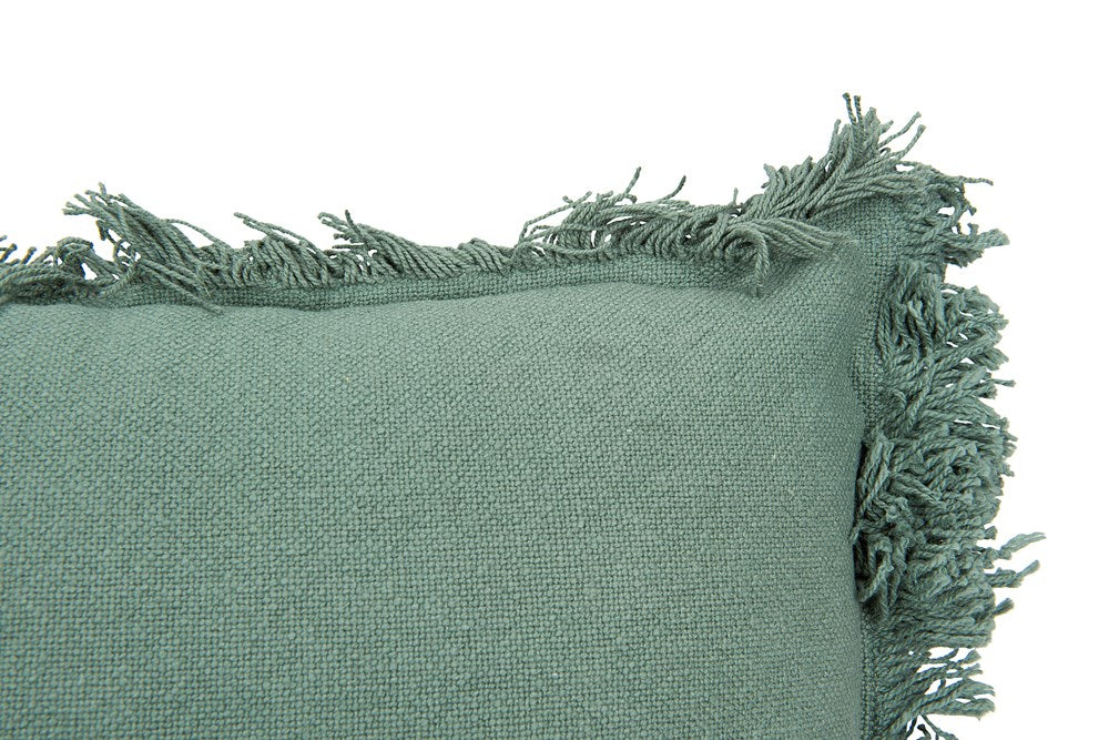 Cotton Pillow w/ Fringe Green