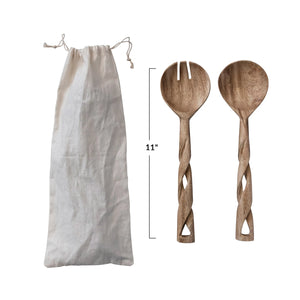 Mango Wood Salad Servers