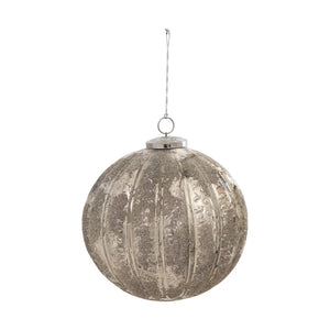 Silver Flocked Seed Glass Ornament